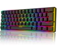 UK Disposition 60% Mécanique Gaming Clavier Type C Filaire 61 Touches LED rétro-éclairé USB Étanche Clavier 14 Chroma RVB Backlight Complet Anti-ghosting Touches (Noir/Bleu Commutateur)