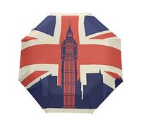 UK Drapeau Clocher Parapluie Pliant Ouverture et Fermeture Automatique Protection UV Parapluies Pliant Coupe-Vent Ultra-léger pour Voyager Plage Femmes Enfants Fille