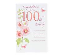 UK Greetings Carte d'anniversaire 100 ans pour elle/amie - Motif délicat fleur rose
