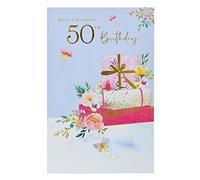 UK Greetings Carte d'anniversaire 50 ans pour elle/amie - Motif cadeaux
