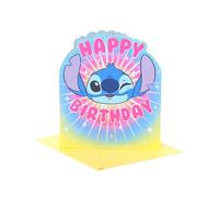 UK Greetings Carte d'anniversaire Disney Lilo et Stitch | Cadeaux d'anniversaire pour elle/lui | Motif visage de couture | Avec enveloppe | 15,9 x 18,4 cm