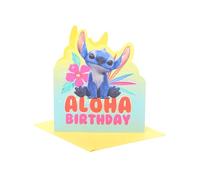 UK Greetings Carte d'anniversaire Disney Lilo & Stitch | Cadeaux d'anniversaire | Elle/Lui | Motif Aloha | Avec enveloppe | 15,9 x 18,4 cm