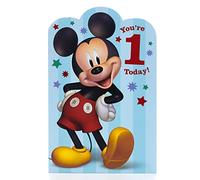 UK Greetings Disney Carte d'anniversaire pour garçon avec enveloppe Motif Mickey Mouse Bleu