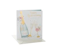 UK Greetings Carte d'anniversaire | Happy Anniversary | Her/Lui | Motif champagne et flûtes | Avec enveloppe | 165 x 190 mm