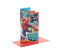 UK Greetings Marvel Carte d'anniversaire 5 ans pour garçon avec enveloppe - Motif badge avec Spider-Man
