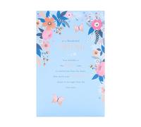 UK Greetings Carte d'anniversaire pour elle/amie - Motif floral rose et bleu - Gamme Thinking of You