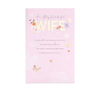 UK Greetings Carte d'anniversaire pour femme - Motif rose et doré - Gamme Thinking of You