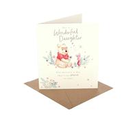 UK Greetings Carte d'anniversaire pour fille | Cadeaux d'anniversaire | Pour elle, filles, femmes | Fille Winnie l'ourson et Porcinet Florals | Avec enveloppe | 15,9 x 18,4 cm