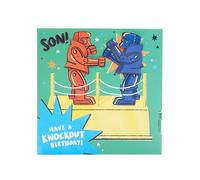 UK Greetings Carte d'anniversaire pour fils - Motif rock 'em Sock 'em interactif
