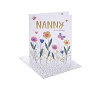UK Greetings Carte d'anniversaire pour nounou - Joli motif fleurs vives
