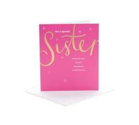 UK Greetings Carte d'anniversaire pour sœur | Cadeau d'anniversaire | Pour elle, fille, femme | Motif rose et doré | Avec enveloppe | 165 x 190 mm