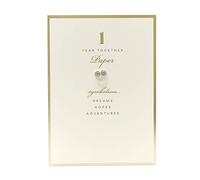 UK Greetings Carte de 1er anniversaire de mariage pour lui/elle/ami - Motif papier doux, rouge, jaune, gris, beige, 127 mm x 178 mm