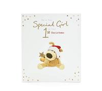 UK Greetings Carte de 1er Noël pour bébé fille - Carte de 1er Noël de bébé - Carte de Noël Boofle pour filles, multicolore
