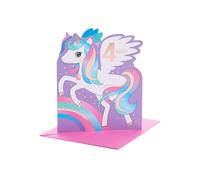 UK Greetings Carte de 4e anniversaire - Carte de 4e anniversaire pour filles - Carte d'anniversaire pour filles - Carte d'anniversaire pour fille de 4 ans - Carte d'anniversaire licorne multicolore,
