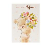 UK Greetings Carte de fête des mères pour grand-mère Motif ourson et fleurs