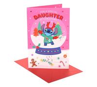 UK Greetings Carte de Noël Disney Lilo et Stitch pour fille | Cadeaux de Noël | Pour elle, fille, femme | Boule à neige Stitch in | Avec enveloppe | 22,9 x 14,9 cm