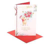 UK Greetings Carte de Noël Disney Winnie l'ourson pour femme | Cadeaux de Noël | Pour elle, filles, femmes | Wife WTP Smallest Things with Poinsettia Bouquet | Avec enveloppe | 22,9 x 14,9 cm