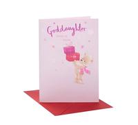 UK Greetings Carte de Noël pour filleule - Motif ourson et cadeaux