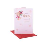 UK Greetings Carte de Noël pour nounou - Motif ourson tenant des fleurs