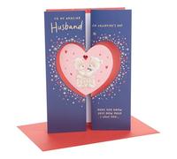 UK Greetings Carte de Saint-Valentin pour femme | I Love You Presents | Lui, garçons, hommes | Superbe mari ours à l'intérieur d'un cœur | Avec enveloppe | 16,5 x 25,4 cm
