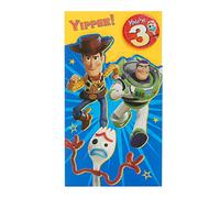 UK Greetings Disney Carte d'anniversaire 3 ans pour lui/garçon avec enveloppe - Motif Toy Story avec boisé, buzz et fourchette