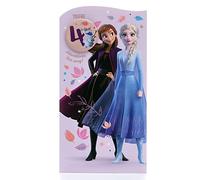 UK Greetings Disney Carte d'anniversaire 4 ans pour fille avec enveloppe Motif La Reine des Neiges avec Elsa et Anna