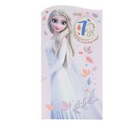 UK Greetings Disney Carte d'anniversaire 7 ans pour elle/fille | Cadeau d'anniversaire | Pour elle, fille, femme | Motif La Reine des Neiges avec motif Elsa | Avec enveloppe | 127 x 235 mm