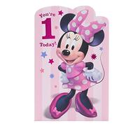 UK Greetings Disney Carte d'anniversaire pour fille avec enveloppe Motif Minnie Mouse Rose