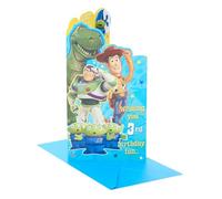 UK Greetings Disney Toy Story Carte d'anniversaire 3 ans pour lui/garçon | Cadeaux d'anniversaire | Lui, garçon, homme | avec badge et enveloppe | 127 x 235 mm
