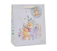 UK Greetings Disney Winnie l'ourson Sac cadeau moyen pour lui/elle/ami | Sacs de fête pour cadeaux | Anniversaires/mariages/Noël | Motif Winnie l'ourson et Bourriquet | 19 x 23 x 8,9 cm