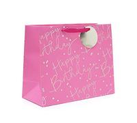 UK Greetings Grand sac cadeau d'anniversaire pour elle/amie - Motif rose et argenté