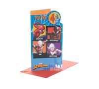 UK Greetings Marvel Carte d'anniversaire 4 ans pour lui/garçon avec enveloppe - Motif badge - Avec Spider-Man, 121 mm x 229 mm