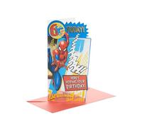 UK Greetings Marvel Carte d'anniversaire 6 ans pour lui/garçon avec enveloppe - Motif badge - Avec Spider-Man, 121 mm x 229 mm