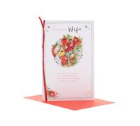 UK Greetings Winnie l'ourson Carte de Noël avec enveloppe Motif ours et bouquet Multicolore