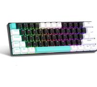 UK Layout 60 Percent Mechanical Gaming Keyboard,62 Keys Wired Mechanical Anti-Ghost Linear Brown Switches Gaming Keyboard with ABS Keys,14 RGB Backlight Modes -Black White
