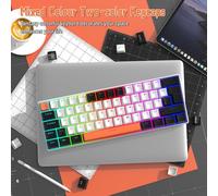 UK Layout 60 Percent Mechanical Gaming Keyboard,62 Keys Wired Mechanical Anti-Ghost Mechanical Blue Switches Gaming Keyboard with ABS Keys,14 RGB Backlight Modes -White Black
