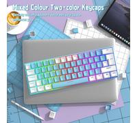 UK Layout 60 Percent Mechanical Gaming Keyboard,62 Keys Wired Mechanical Anti-Ghost Mechanical Blue Switches Gaming Keyboard with ABS Keys,14 RGB Backlight Modes -Blue White
