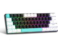UK Layout 60 pour cent clavier mécanique de jeu, 62 touches filaires mécaniques anti-fantômes brun linéaire commutateurs clavier de jeu avec touches ABS, 14 Modes de rétro-éclairage RGB -Noir blanc