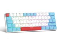 UK Layout 60 pour cent clavier mécanique de jeu, 62 touches filaires mécaniques anti-fantômes mécaniques bleu commutateurs clavier de jeu avec touches ABS, 14 Modes de rétro-éclairage RGB -Blanc bleu