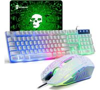 Uk Layout Ensemble Clavier Et Souris De Jeu Clavier De Jeu Ergonomique Rainbow Rétroéclairé Rainbow + 2400Dpi 6 Boutons Optique Souris De Jeu Usb Rainbow Led + Tapis De Souris Gratuit