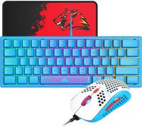UK Layout Wired Peigne 62 Touches Clavier De Jeu RGB Rainbow Light Sculpture Laser 10 Chroma RGB 12000DPI Silent Respirant Honeycomb Shell Mouse + Tapis De Souris pour PC Gamer (White)