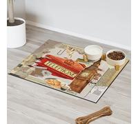 UK London Tapis d'alimentation pour animal domestique Motif Playbill pour chat et chien Tapis d'alimentation pour animal domestique Tapis d'alimentation absorbant Nti-Slip Contain Spills Protège les