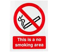 UK Safety Store PRS.01W-SA Panneau autocollant Inscription This Is A No Smoking Area 150 mm x 200 mm