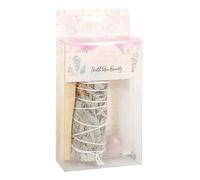 UK Smudge Kit avec sauge blanche, Palo Santo, sélénite et cristal de quartz rose