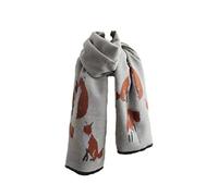UK_Stone Écharpe chaude pour femme avec motif renard, kaki, taille unique
