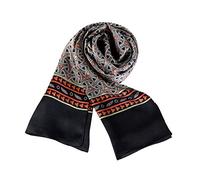 UK_Stone Foulard pour homme, 100 % soie, motif vintage, écharpe en soie, pour homme, Motif tressé noir, taille unique