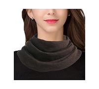 UK_Stone Femme Couleur Unie/Rayures 70% Laine 30% Soie de Mûrier Très Épais Tour de Cou Faux Col Foulard Écharpe de Cou Cercle Tube Écharpe(Café Marron)