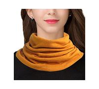 UK_Stone Femme Couleur Unie/Rayures 70% Laine 30% Soie de Mûrier Très Épais Tour de Cou Faux Col Foulard Écharpe de Cou Cercle Tube Écharpe(Jaune Gingembre)