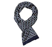 UK_Stone Foulard pour homme, 100 % soie, motif vintage, écharpe en soie, pour homme, Motif à carreaux bleu foncé, taille unique
