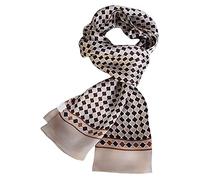 UK_Stone Foulard pour homme, 100 % soie, motif vintage, écharpe en soie, pour homme, Motif vague beige, taille unique